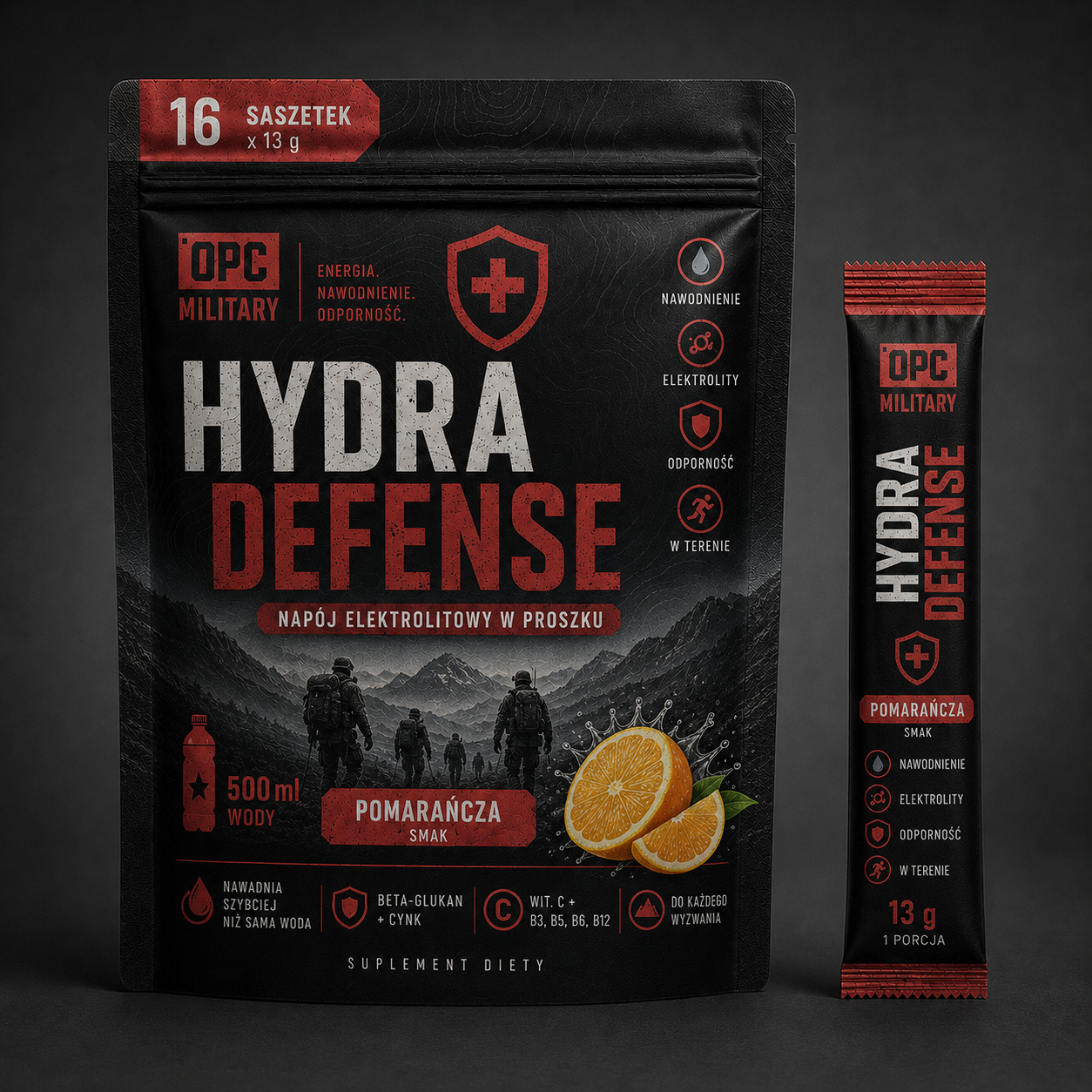 Koncentrat elektrolitowy OPC Hydra Defense - izotonik bez cukru dla wojska